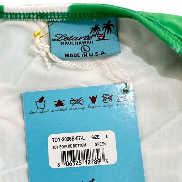 NWT Letarte green tie dye tie swimwear bottom made in USA Maui Hawaii size large - Picture 4 of 4